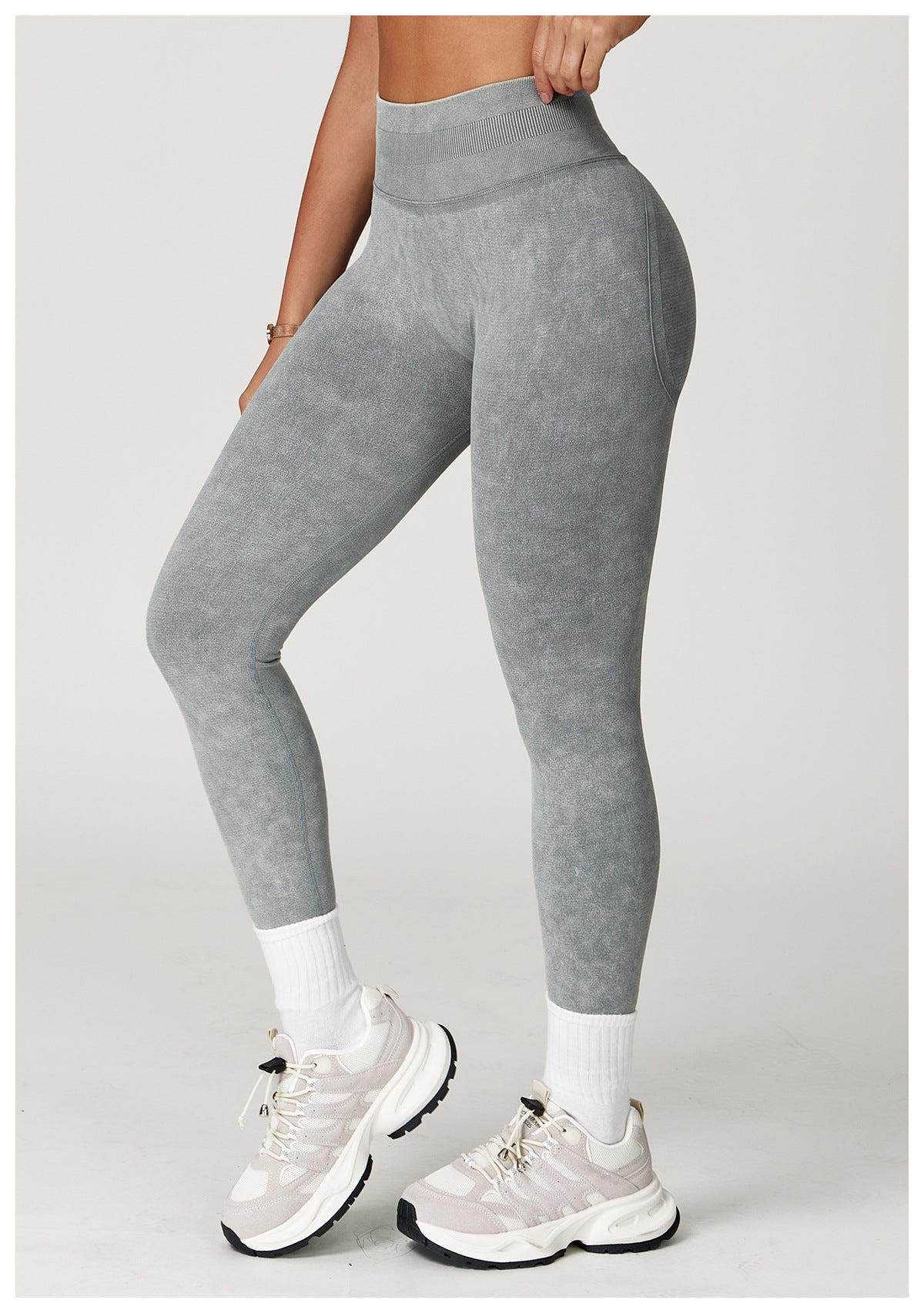 Seamless Ribbed-Waistband Yoga Leggings: High-Waisted Tummy-Control & Booty-Lifting Fitness Pants 6825