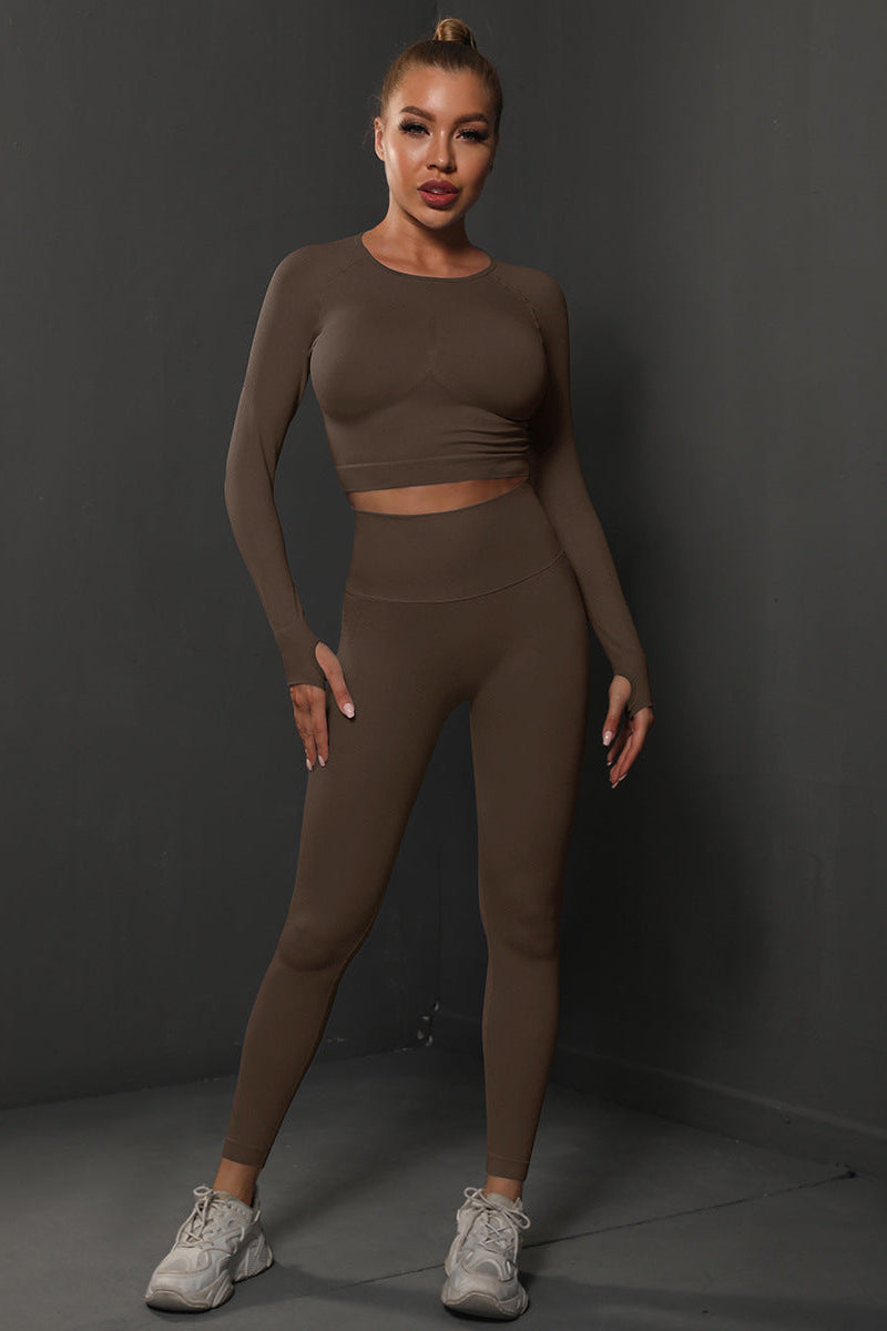 Ensemble de Yoga Sans Couture "Scrunch Butt": Legging Taille Haute Rehausseur de Fesses & Tenue de Sport Compressive 2 Pièces