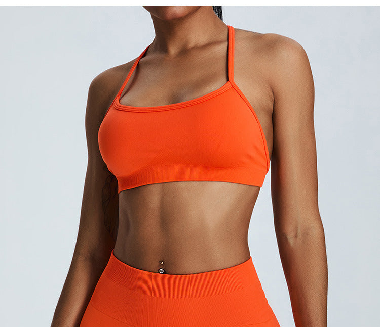 Seamless Nude-Feel Sports Bra: Open-Back Yoga Bralette & Quick-Dry Fitness Tank Top