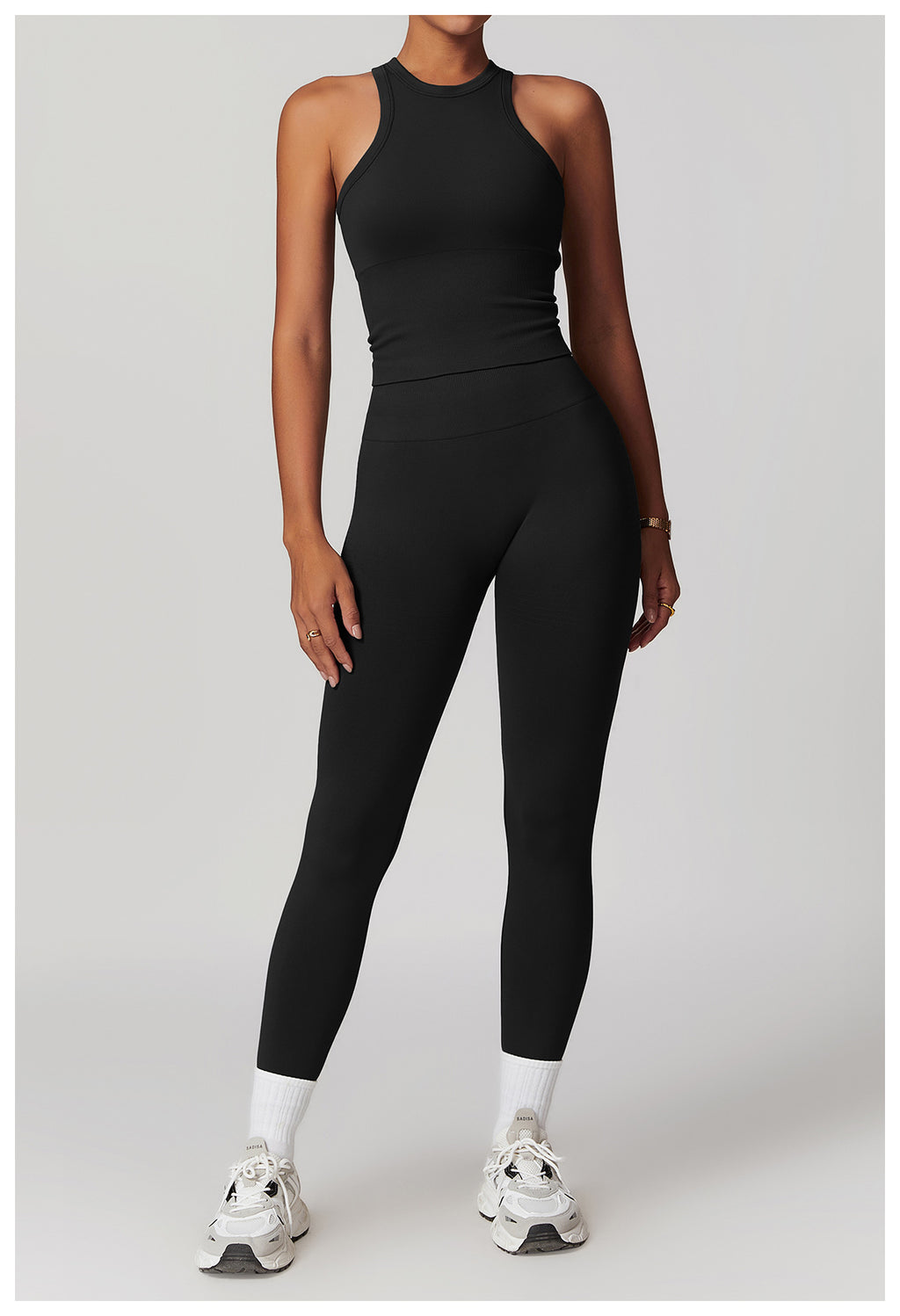 Ensemble de yoga côtelé sans couture à dos nageur : Ensemble de vêtements de sport gainant et rehausseur de fessier 5479