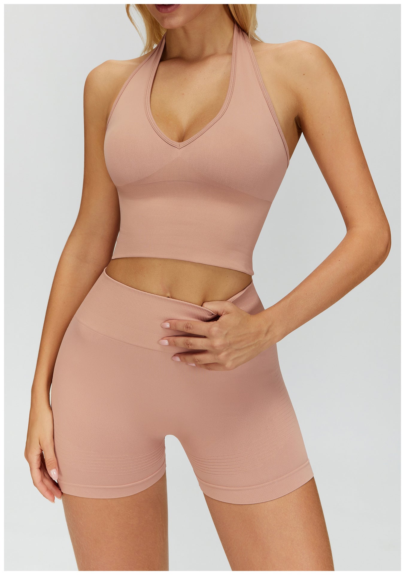 Ensemble de yoga côtelé sans couture à dos nageur : Ensemble de vêtements de sport gainant et rehausseur de fessier 5479