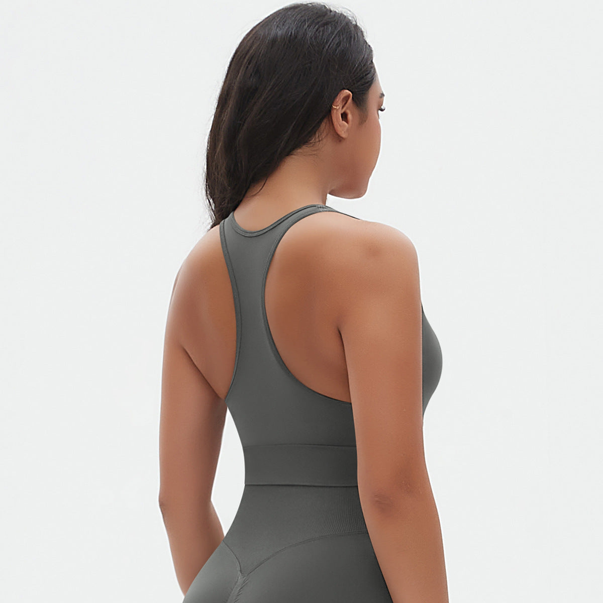 Seamless Criss-Cross Back Sports Bra: Sexy Strappy Yoga Bralette & High-Stretch Solid Color Fitness Running Top