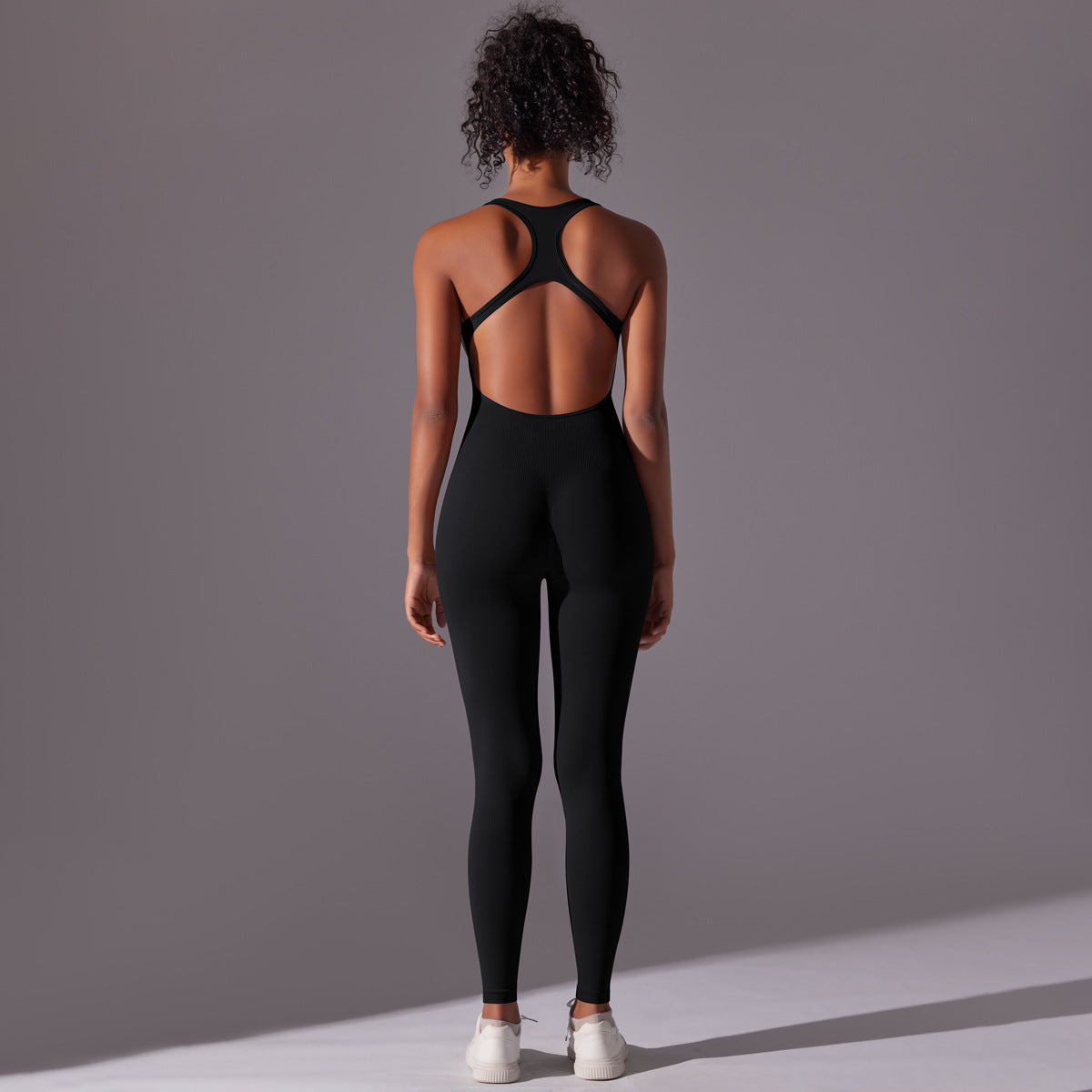 Nahtloser, langer Yoga-Unitard: Einteiliger, rückenfreier Aerial-Yoga-Bodysuit & atmungsaktiver, schmal geschnittener Jumpsuit