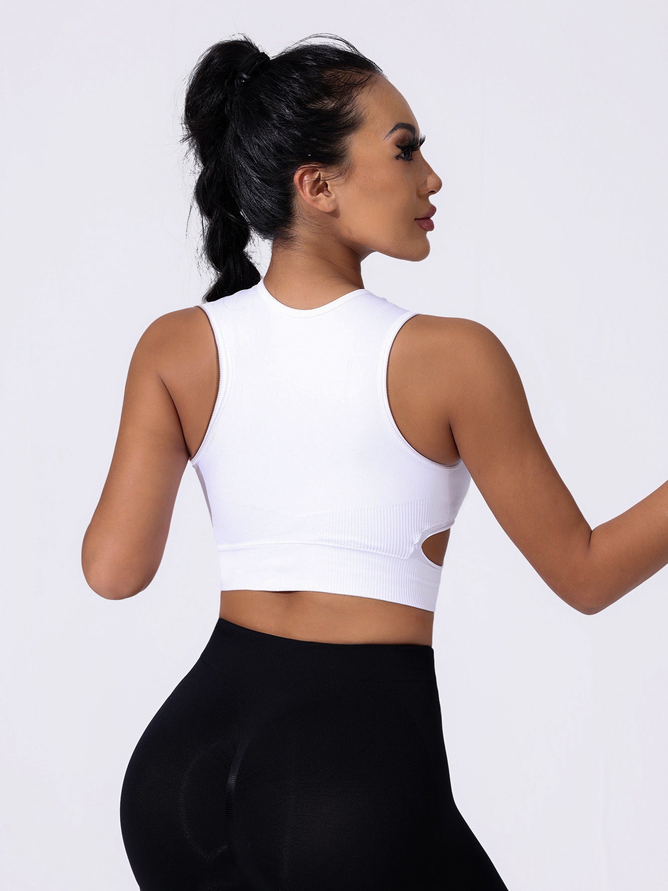 Soutien-gorge de sport sexy ajouré pour femme, rembourré amovible, push-up, pour yoga, course, fitness, couleur unie, pour printemps et été