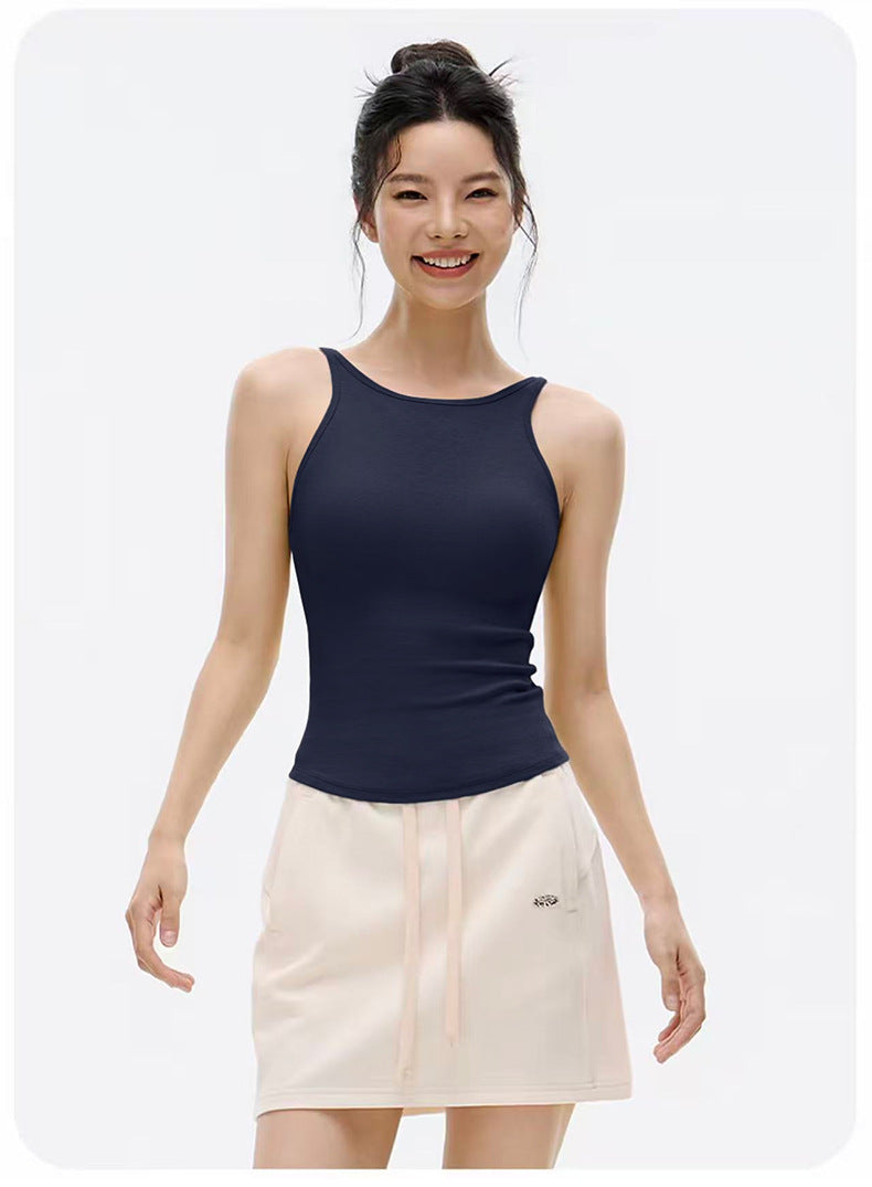 Soutien-gorge de sport push-up antichoc à bonnets fixes pour femmes, débardeur de yoga pour le printemps et l'été, gilet de course et de fitness respirant simple et élégant pour l'extérieur