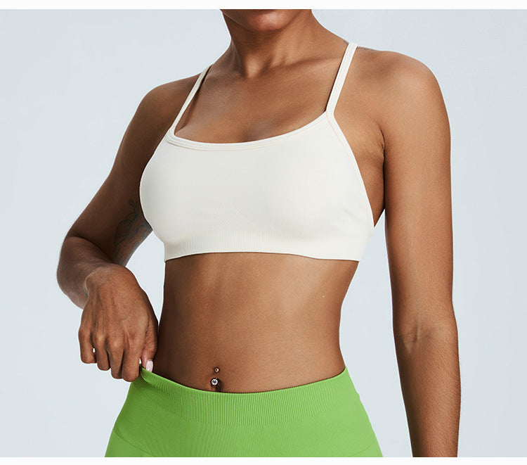 Seamless Nude-Feel Sports Bra: Open-Back Yoga Bralette & Quick-Dry Fitness Tank Top