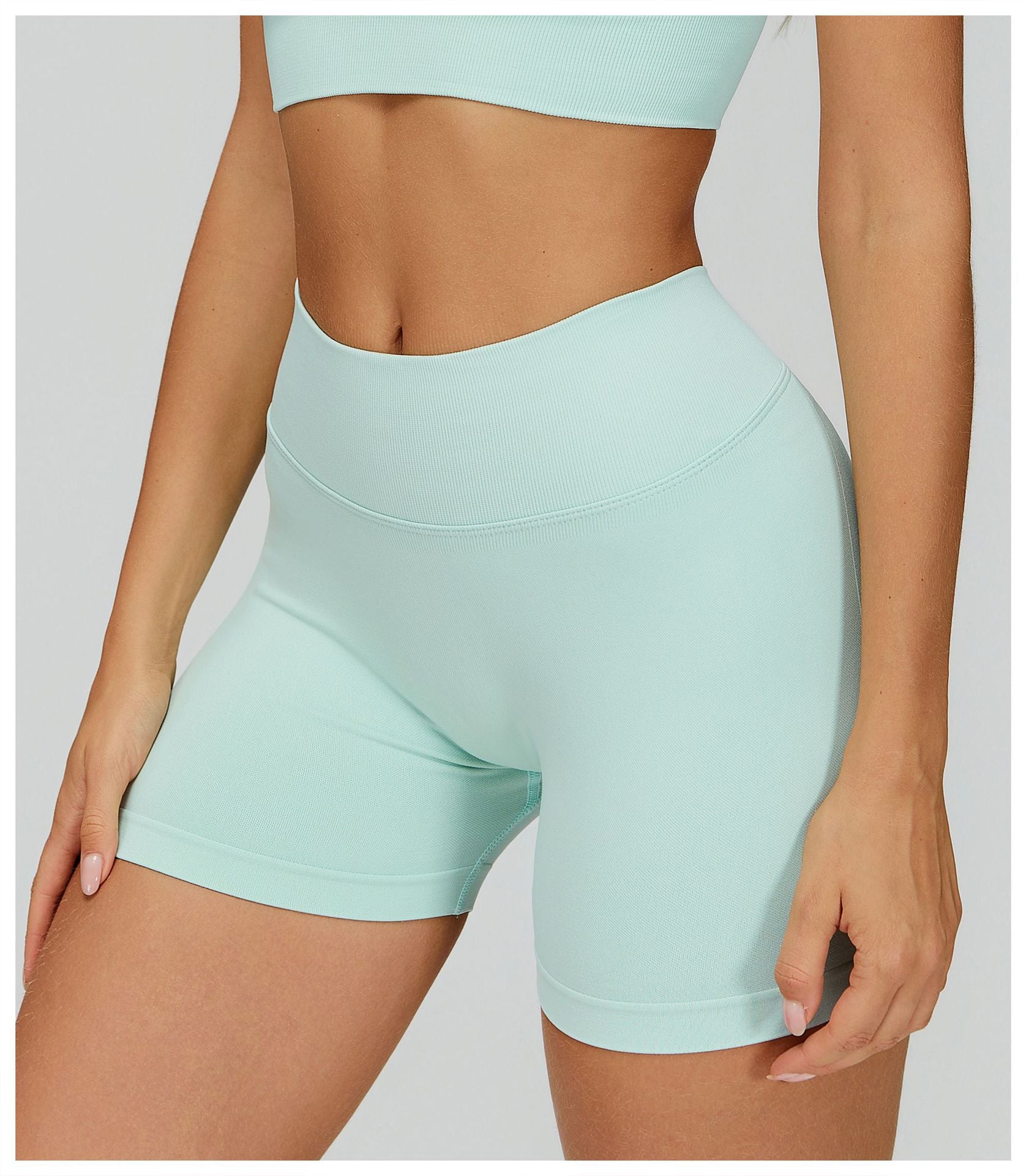 Short de yoga sans couture taille haute en V : Minceur, séchage rapide, actif et cycliste 4725