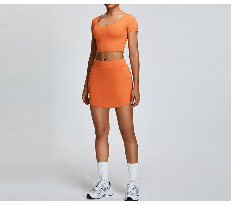 T-shirt de yoga court et respirant : haut de sport à manches courtes ajusté pour la course et la gym