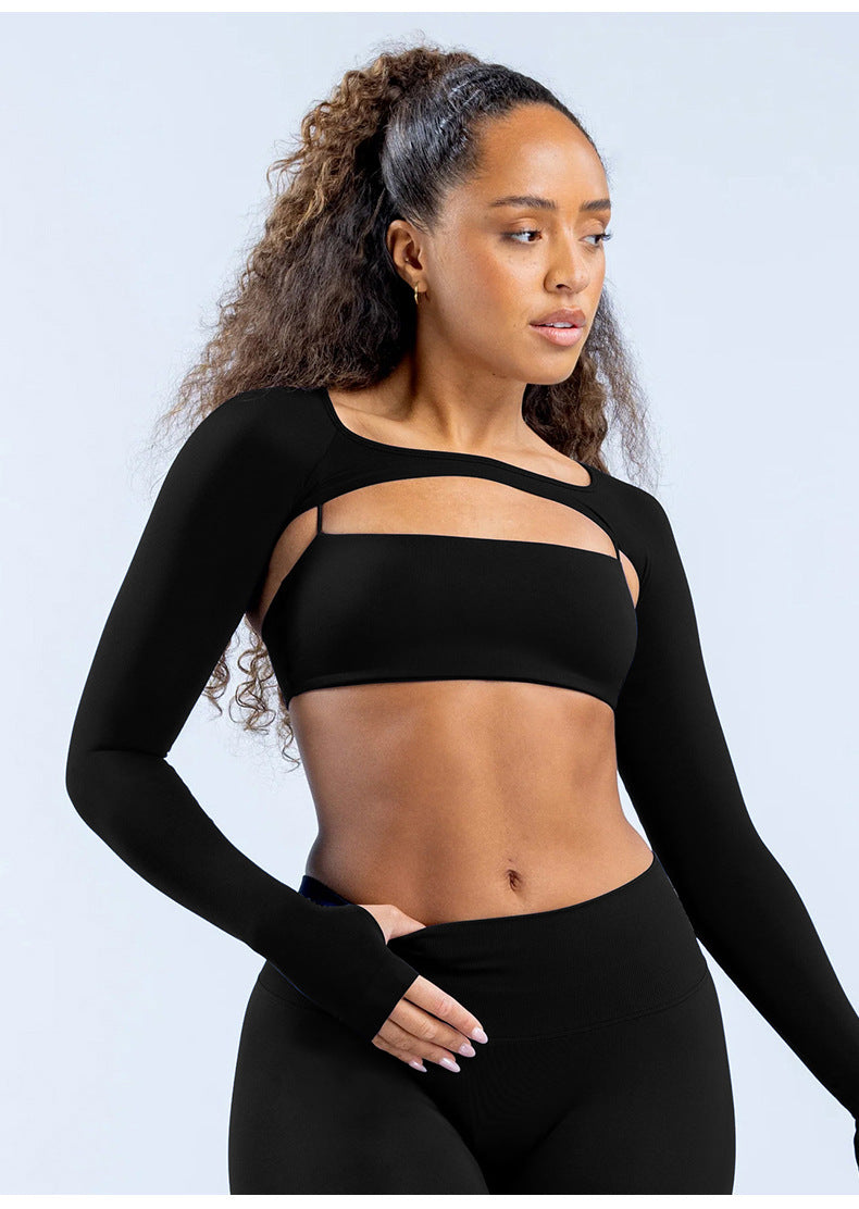 Cardigan de sport femme "Naked Feeling" avec trou pour le pouce, gilet de yoga à manches longues, haut de fitness pour la course