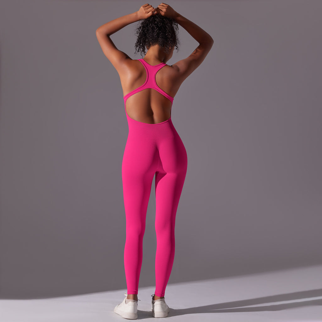 Nahtloser, langer Yoga-Unitard: Einteiliger, rückenfreier Aerial-Yoga-Bodysuit & atmungsaktiver, schmal geschnittener Jumpsuit