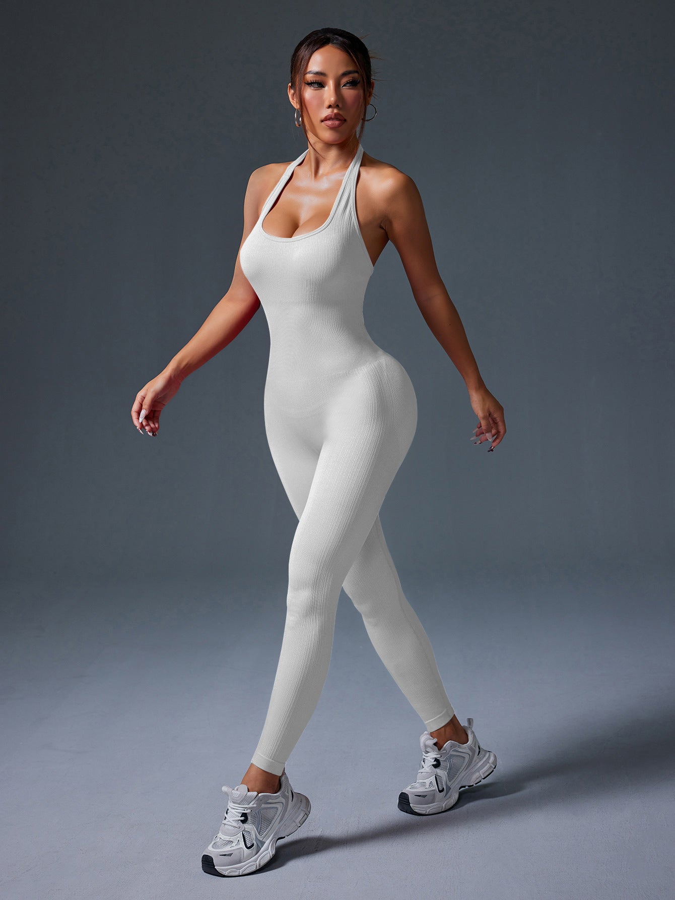 Women's Sexy Backless Butt Lifting Yoga Jumpsuit, Peach Booty Slim Fit Bodysuit, Tank Style Workout One-Piece Yoga Outfit