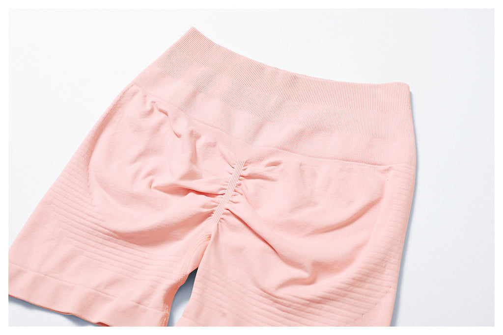 Short de yoga taille haute sans couture : Short cycliste de fitness gainant et push-up pour fesses 5475