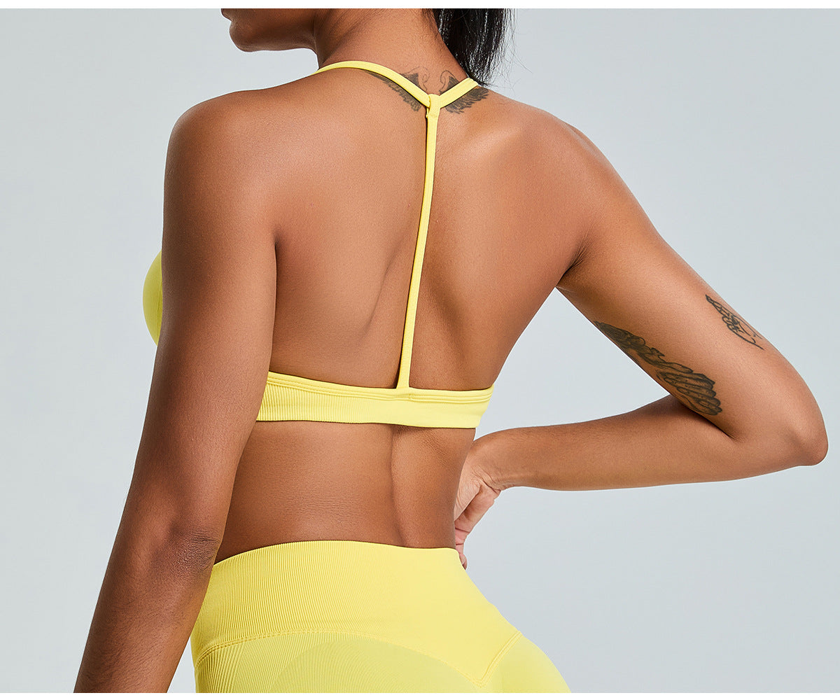 Seamless Yoga Cami Sports Bra: Open-Back Workout Tank Top & Quick-Dry Fitness Bralette