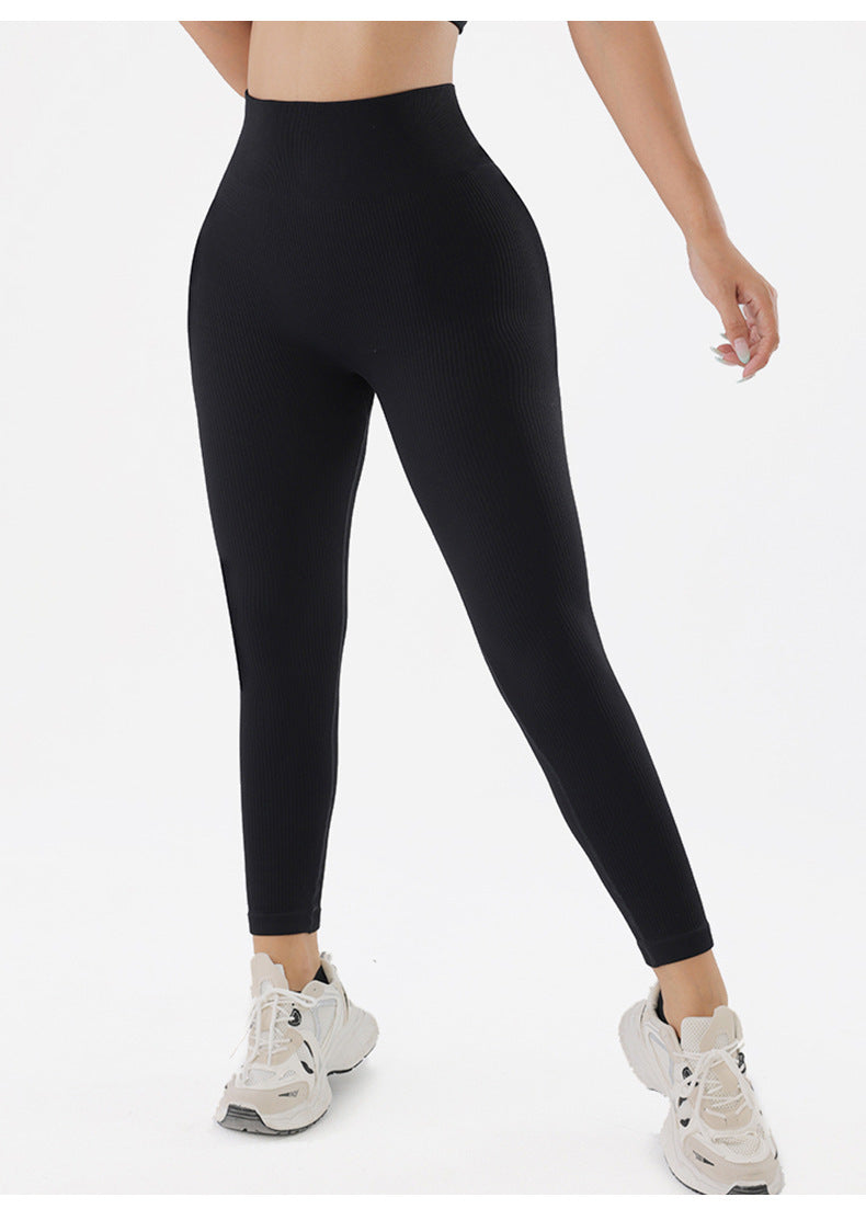 Pantalon de yoga sans couture taille haute avec dos en V pour femme, legging de sport séchage rapide coupe ajustée, pantalon de fitness côtelé rehausseur de fesses