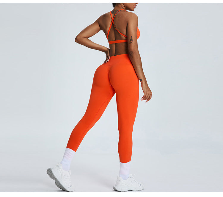 Seamless Nude-Feel Sports Bra: Open-Back Yoga Bralette & Quick-Dry Fitness Tank Top