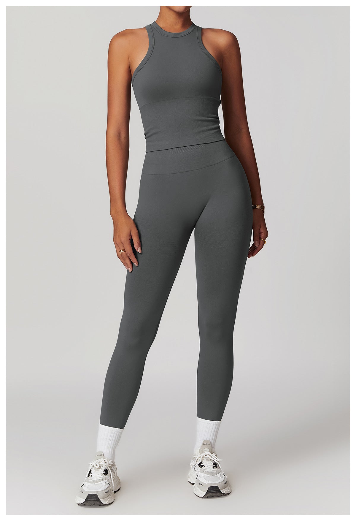 Ensemble de yoga côtelé sans couture à dos nageur : Ensemble de vêtements de sport gainant et rehausseur de fessier 5479