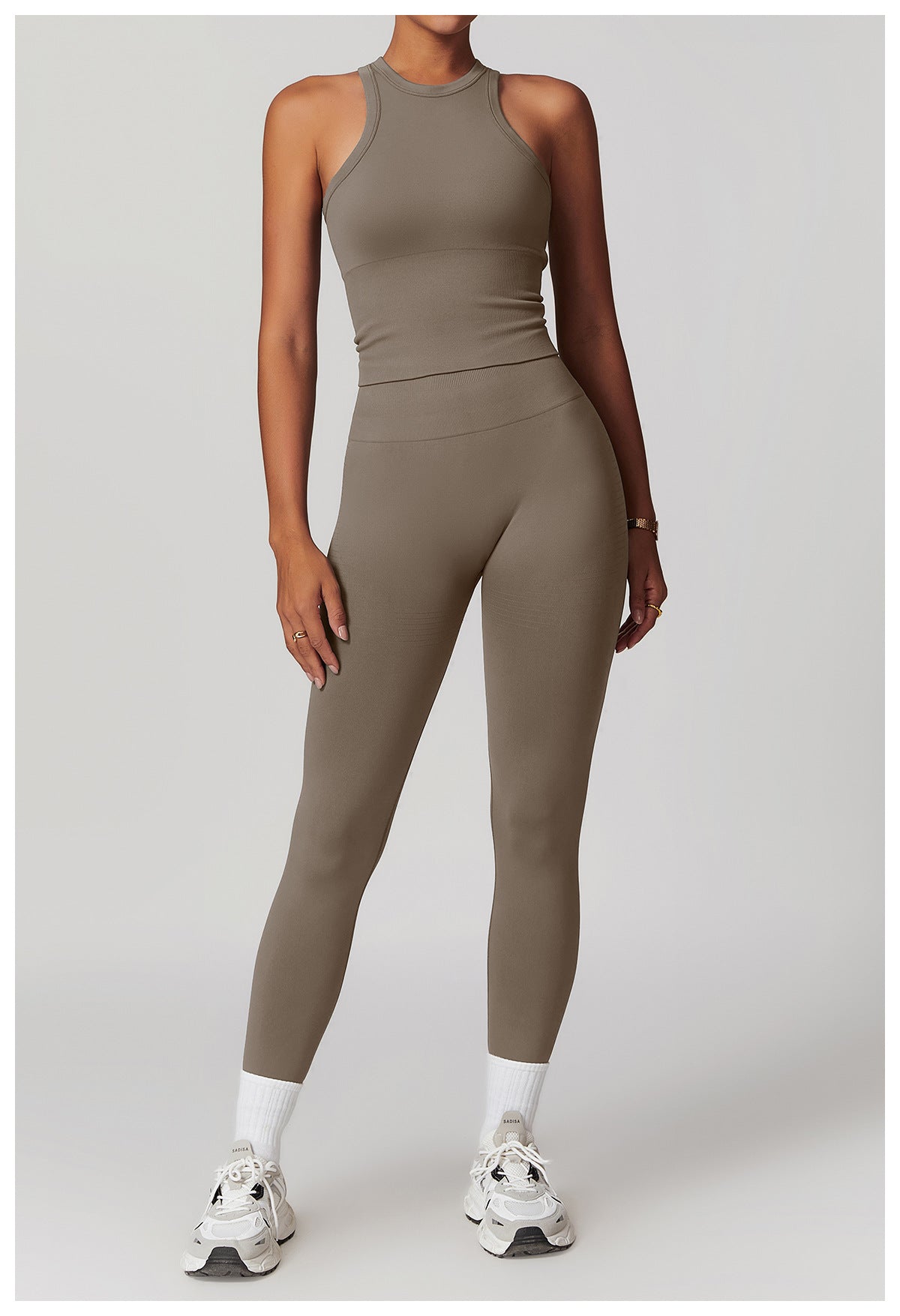Ensemble de yoga côtelé sans couture à dos nageur : Ensemble de vêtements de sport gainant et rehausseur de fessier 5479