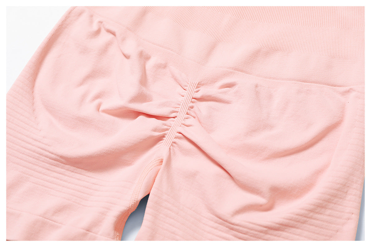 Short de yoga taille haute sans couture : Short cycliste de fitness gainant et push-up pour fesses 5475