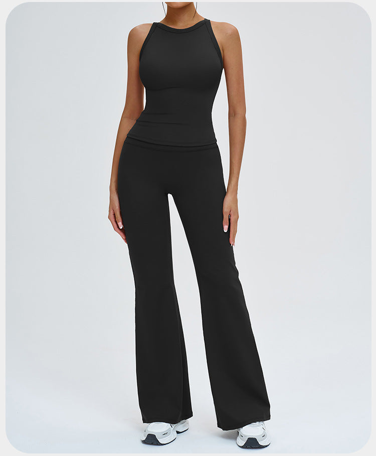 Ensemble de yoga transfrontalier, combinaison de sport antichoc à dos nageur découpé, tenue de yoga décontractée pour la course en extérieur et le fitness