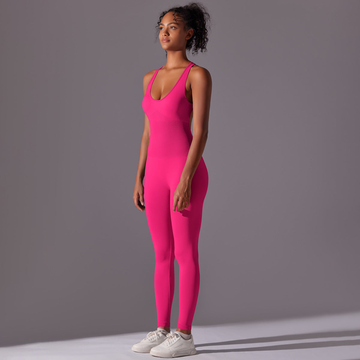 Combinaison de yoga sans couture intégrale : Justaucorps de yoga aérien une pièce à dos ouvert et combinaison ajustée respirante