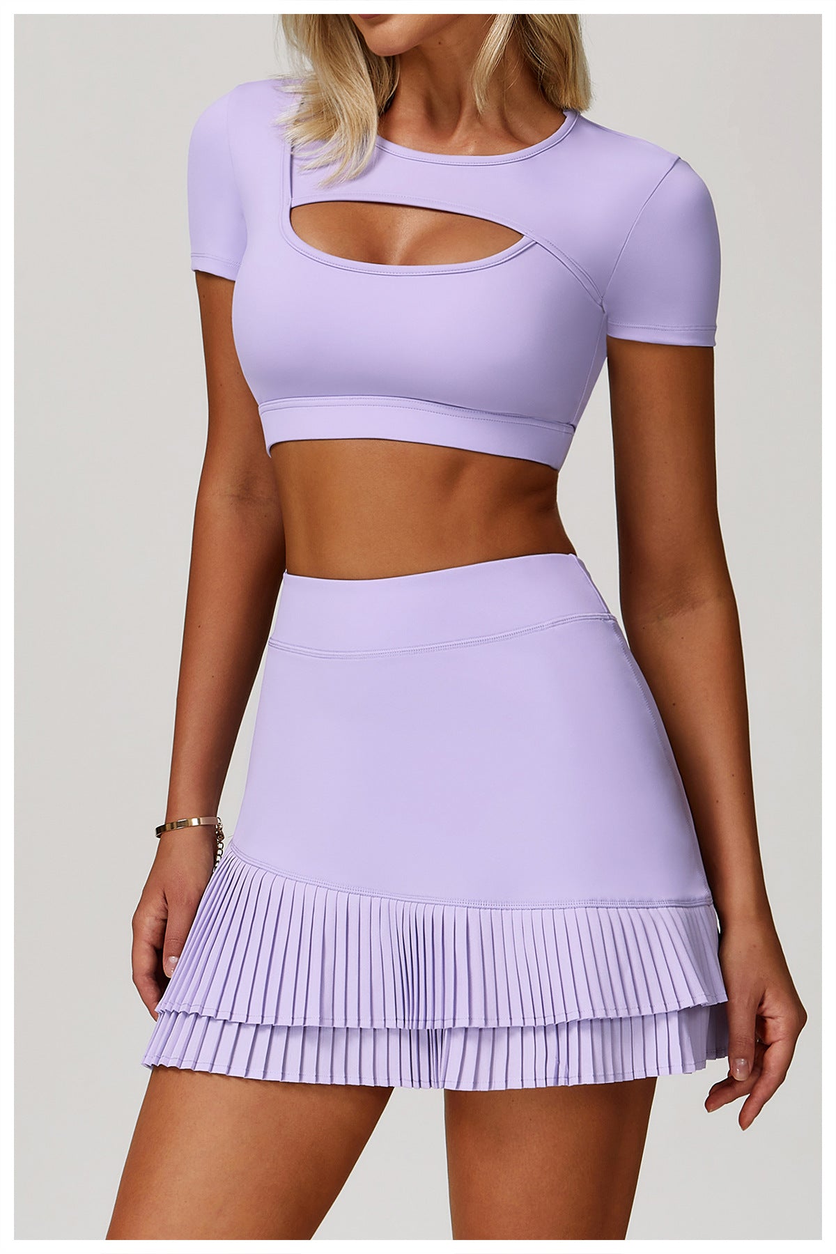 T-shirt de sport d'été à manches courtes pour femme, yoga, découpes, coupe ajustée, antichoc, effet seconde peau, course à pied, fitness
