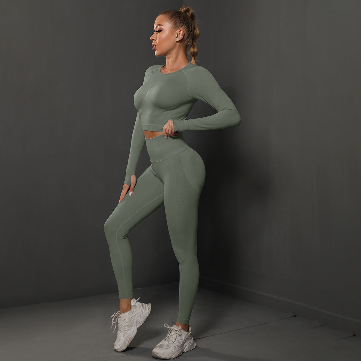 Ensemble de Yoga Sans Couture "Scrunch Butt": Legging Taille Haute Rehausseur de Fesses & Tenue de Sport Compressive 2 Pièces