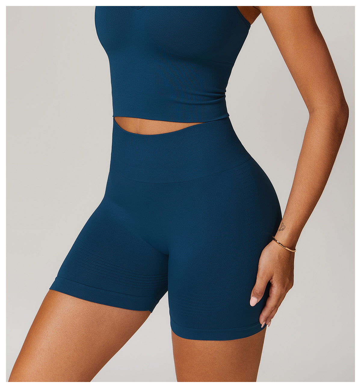 Short de yoga taille haute sans couture : Short cycliste de fitness gainant et push-up pour fesses 5475