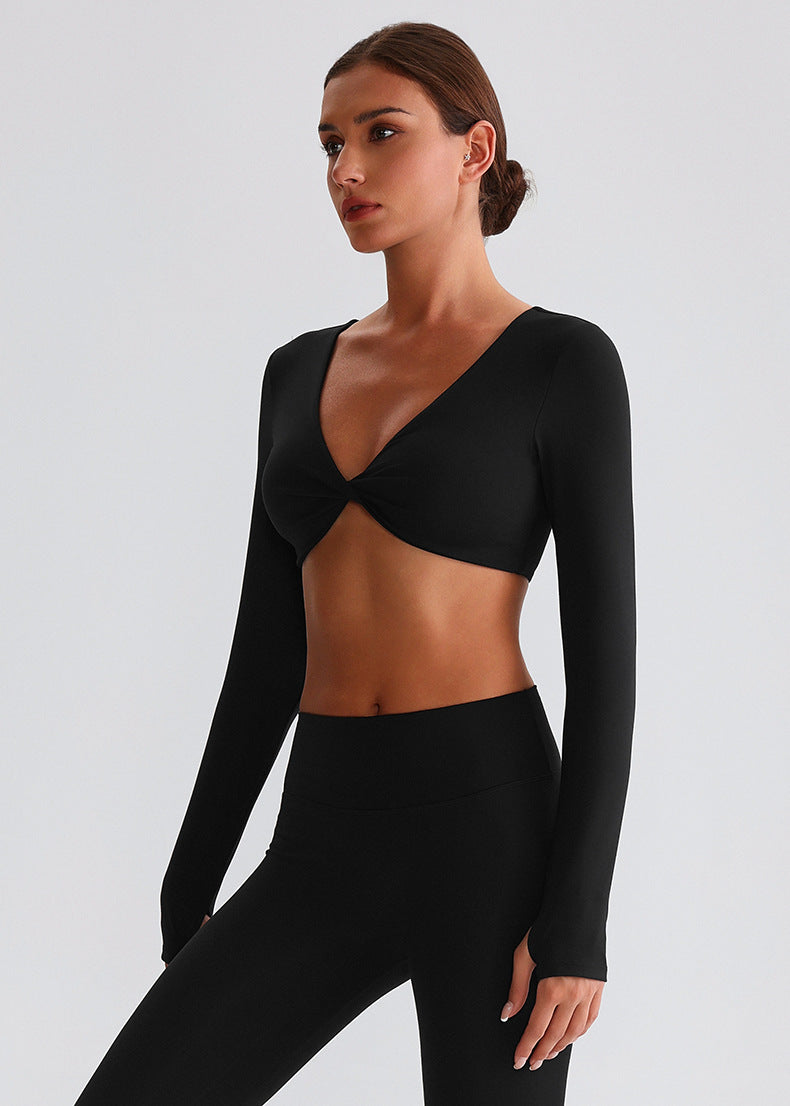 Haut de sport à manches longues dos ouvert "Seconde peau" avec soutien-gorge intégré et coupe ajustée pour la course à pied et l'entraînement
