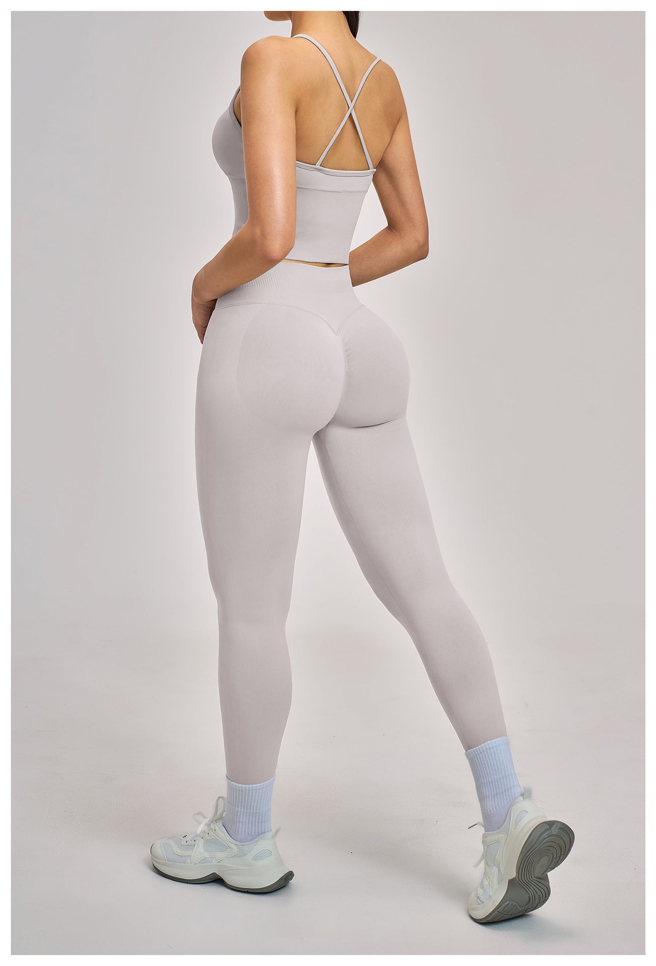 Ensemble de Yoga Sans Couture Dos Nageur : Tenue de Sport Ultra Extensible et Ajustée pour la Course et le Fitness 5344