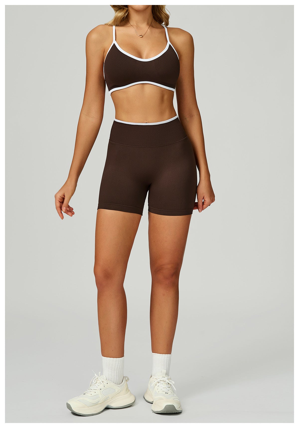 Short de Yoga Sans Couture à Contraste : Legging Taille Haute et Coupe Ajustée pour la Course 5726