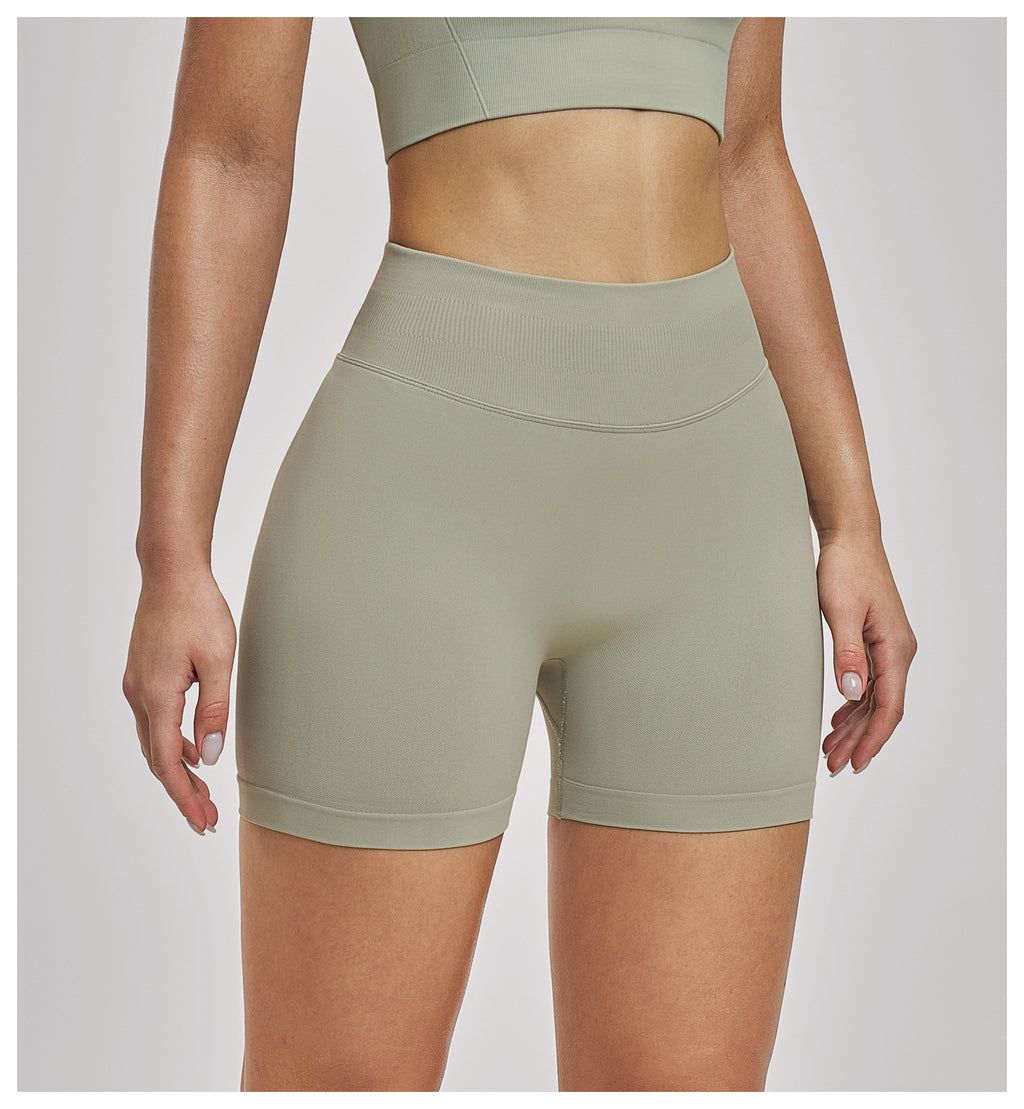 Seamless High-Waisted Yoga Shorts: Booty-Lifting Quick-Dry Activewear for Running & Fitness 9687