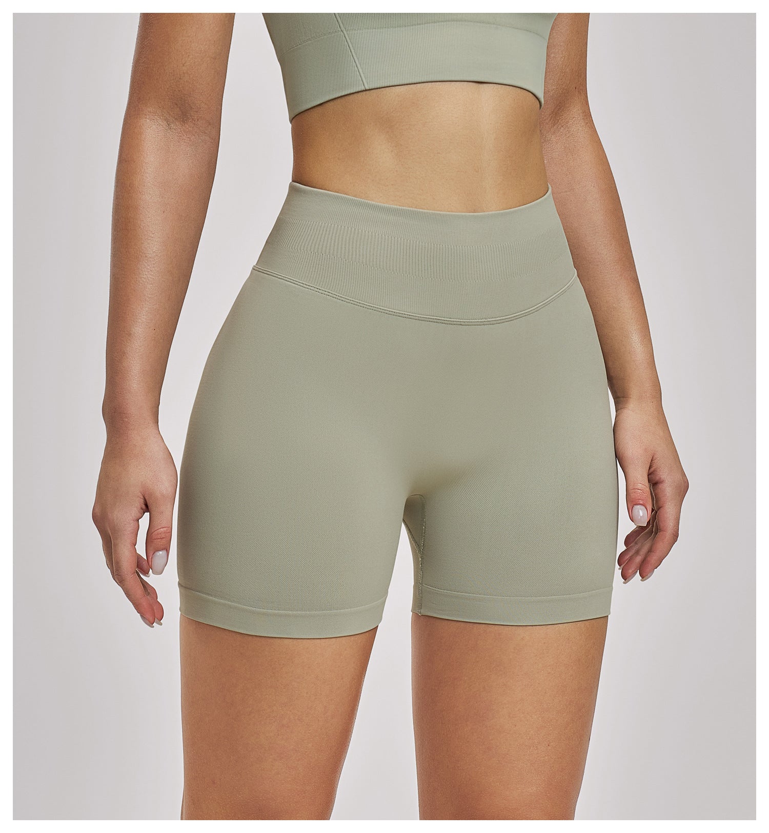 Seamless High-Waisted Yoga Shorts: Booty-Lifting Quick-Dry Activewear for Running & Fitness 9687