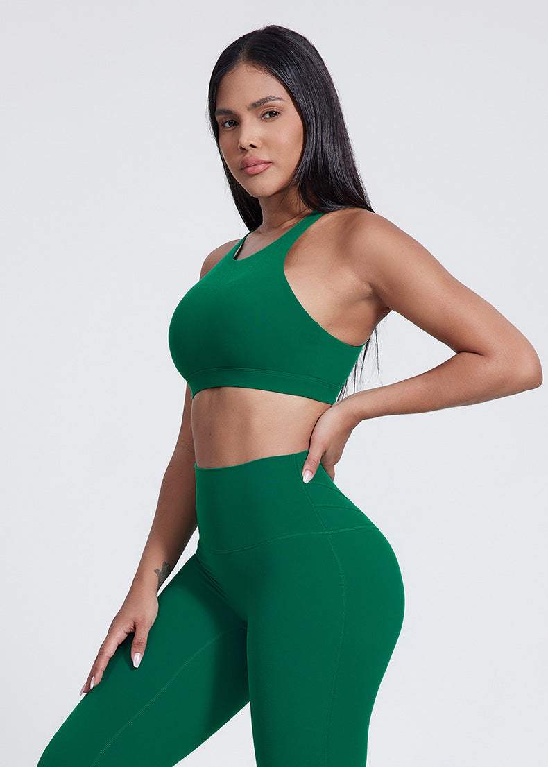 Soutien-gorge de sport sans coutures effet seconde peau : brassière de yoga dos nu et haut de sport respirant pour la course à pied
