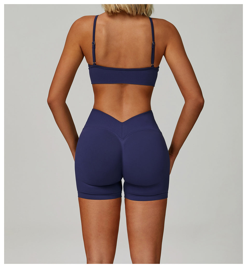Seamless V-Waist Yoga Shorts: Slim-Fit Quick-Dry Activewear & Gym Biker Shorts 4725