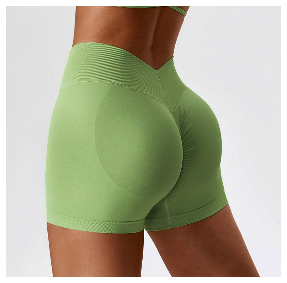 Short de yoga sans couture taille haute : Short cycliste de fitness gainant et push-up 4385