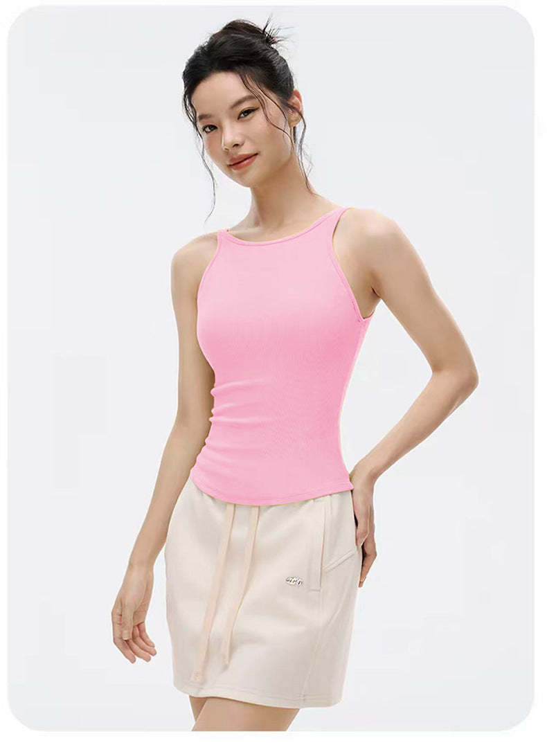 Soutien-gorge de sport push-up antichoc à bonnets fixes pour femmes, débardeur de yoga pour le printemps et l'été, gilet de course et de fitness respirant simple et élégant pour l'extérieur