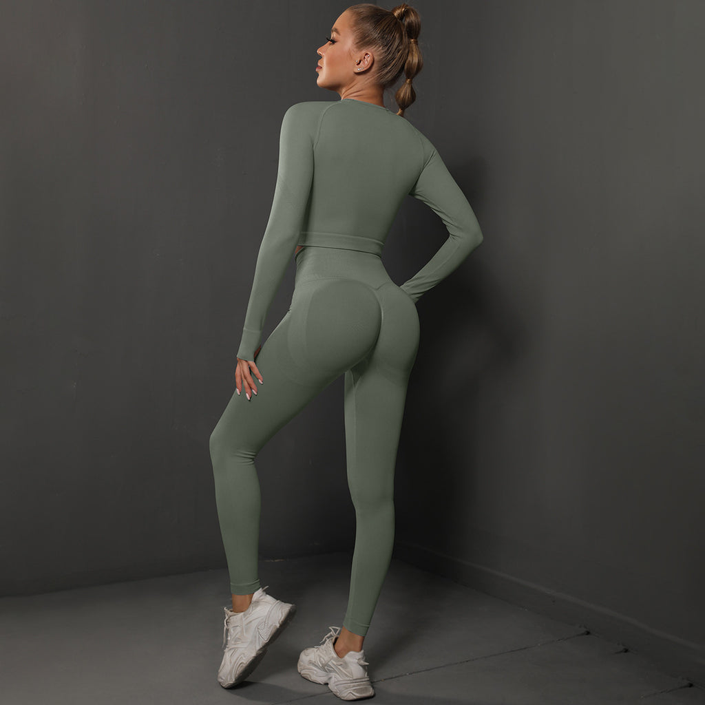 Ensemble de Yoga Sans Couture "Scrunch Butt": Legging Taille Haute Rehausseur de Fesses & Tenue de Sport Compressive 2 Pièces