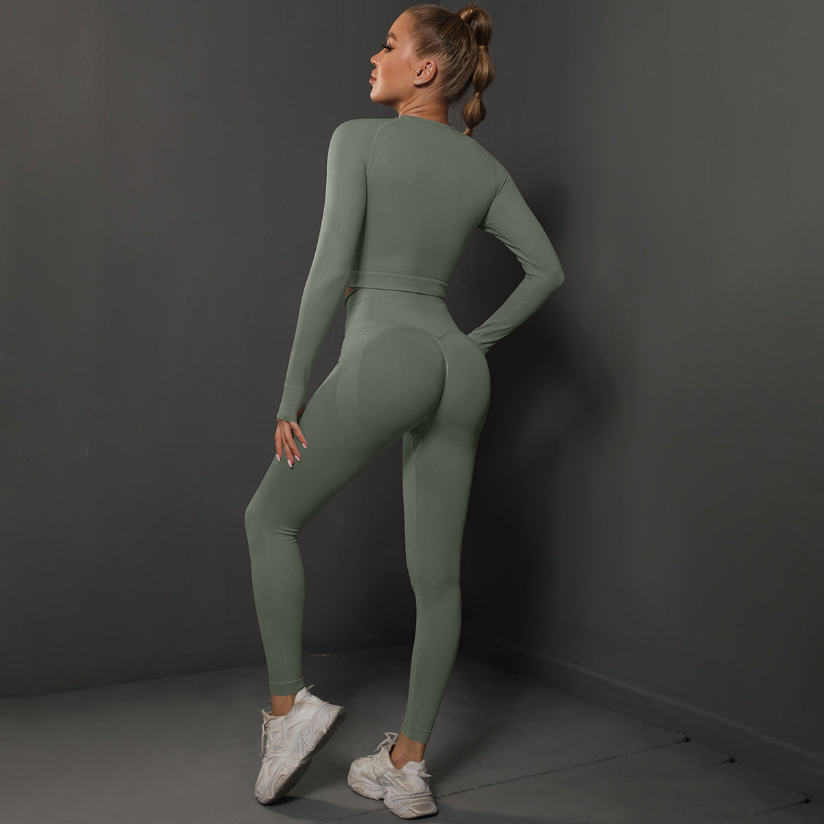 Ensemble de Yoga Sans Couture "Scrunch Butt": Legging Taille Haute Rehausseur de Fesses & Tenue de Sport Compressive 2 Pièces