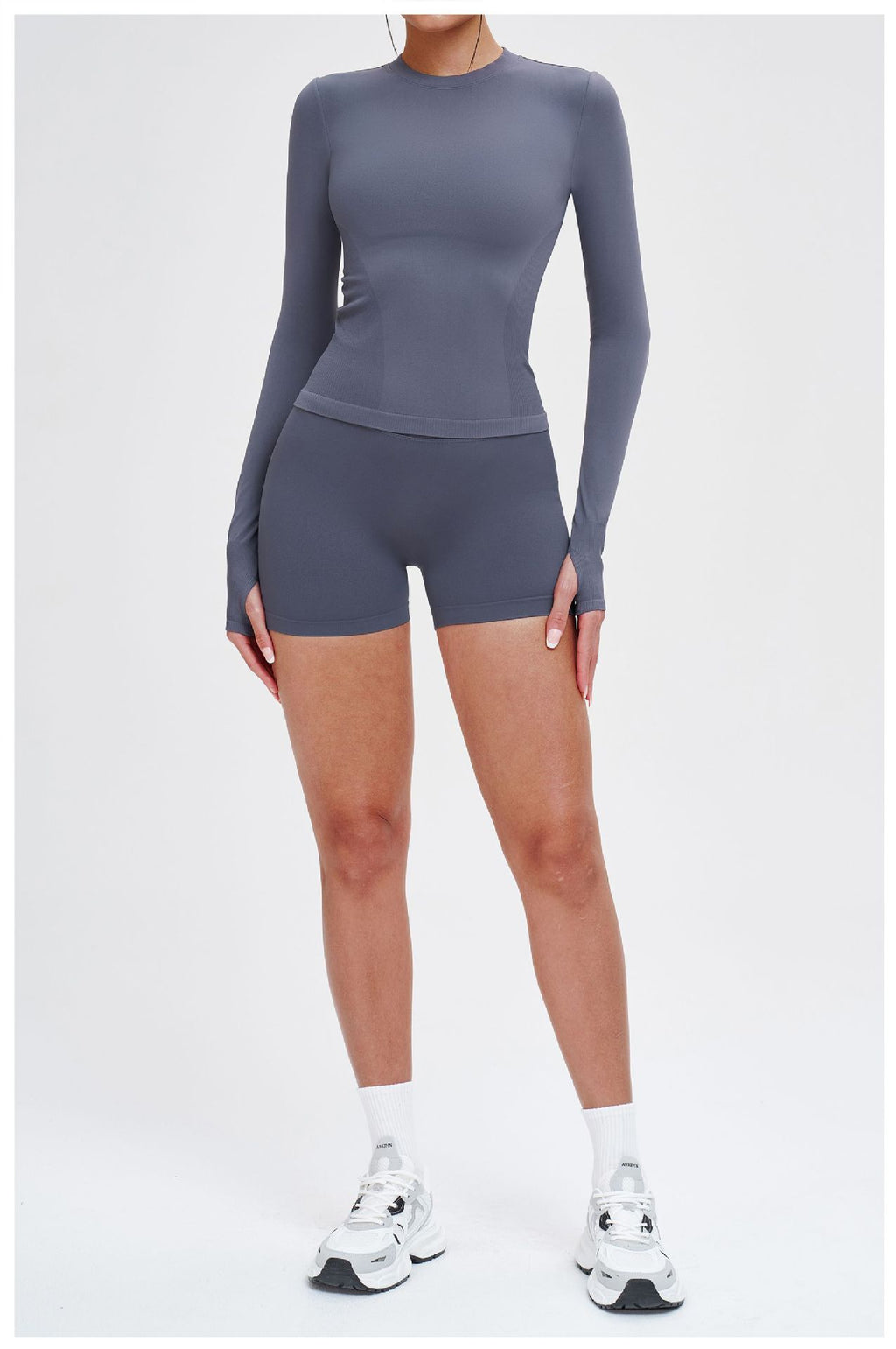 Ensemble de yoga sans coutures à col rond : Tenue de sport confortable pour la course en extérieur et le fitness 5734