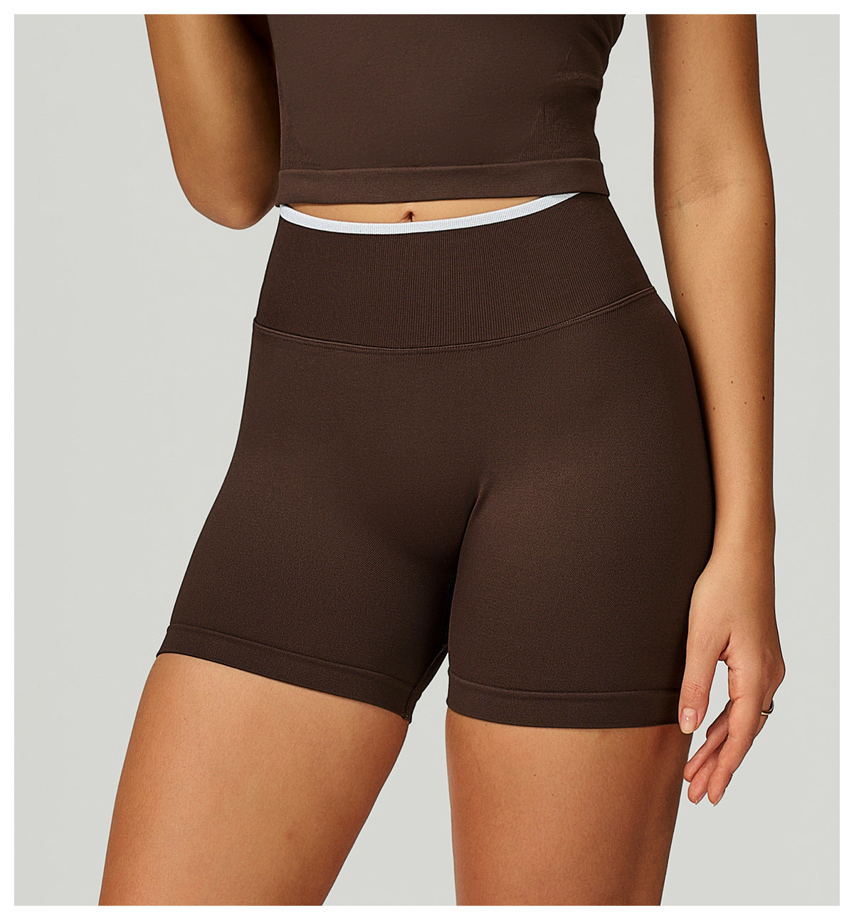 Short de Yoga Sans Couture à Contraste : Legging Taille Haute et Coupe Ajustée pour la Course 5726