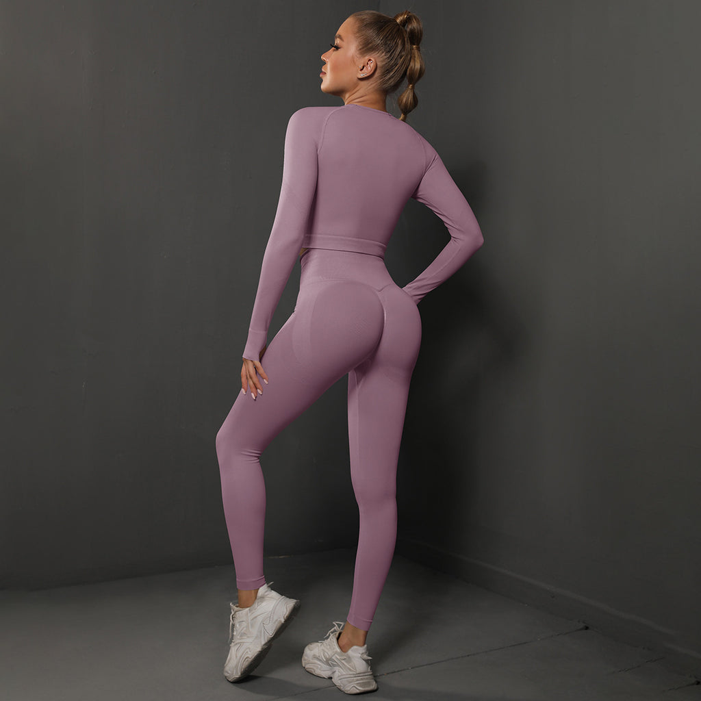 Ensemble de Yoga Sans Couture "Scrunch Butt": Legging Taille Haute Rehausseur de Fesses & Tenue de Sport Compressive 2 Pièces