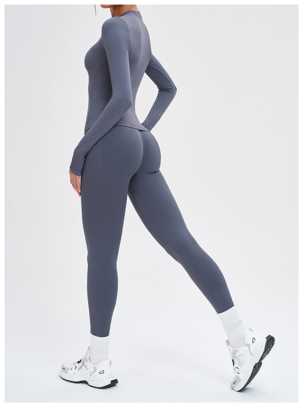 Ensemble de yoga sans coutures à col rond : Tenue de sport confortable pour la course en extérieur et le fitness 5734