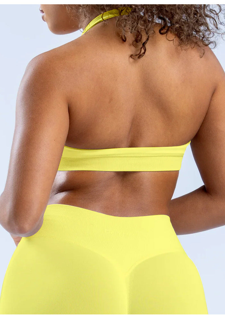 Women's High Stretch Ultra Fine Matte Sports Bra, One Shoulder Backless Yoga Running Fitness Training Bra