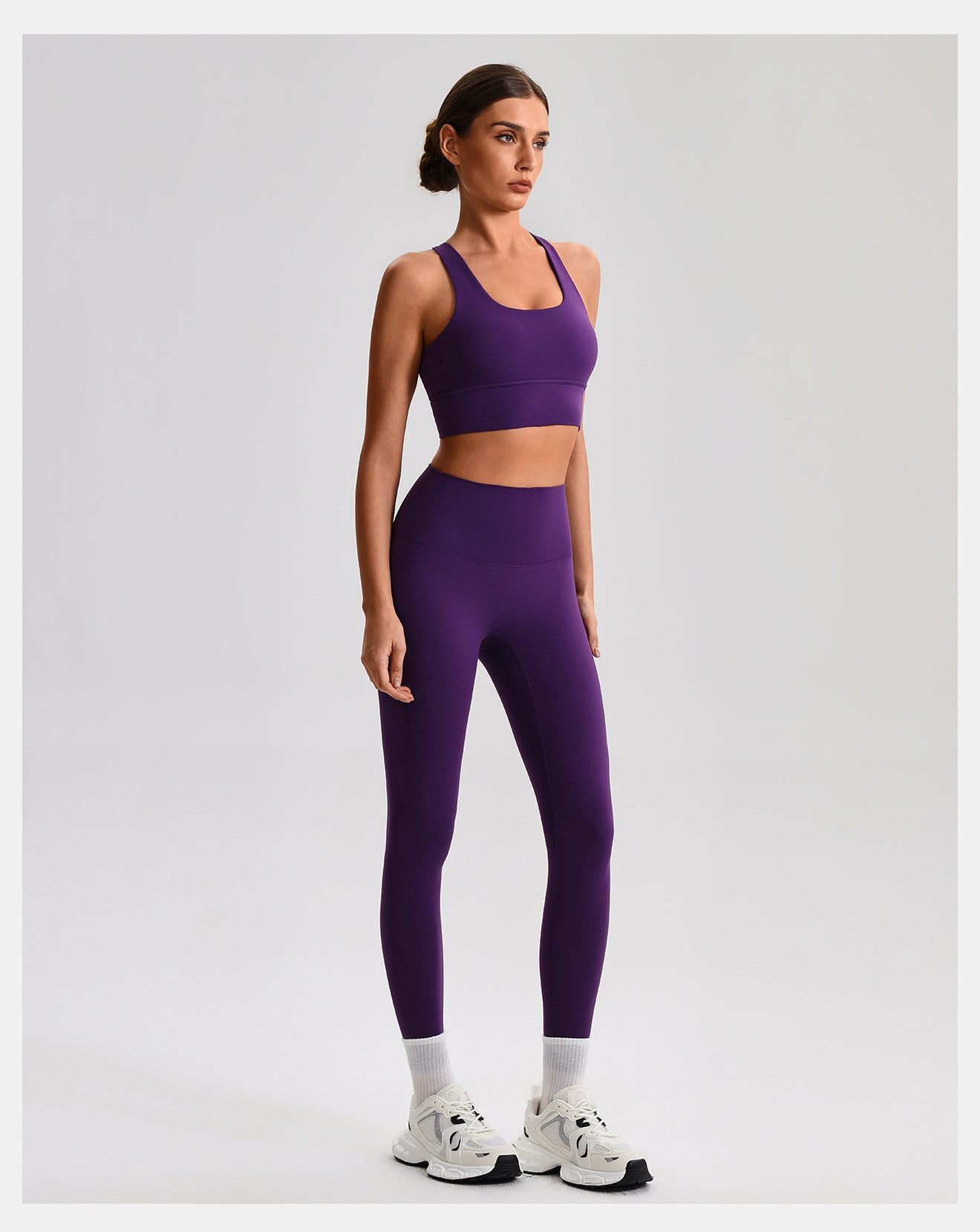 Ensemble de yoga sans coutures effet seconde peau : Soutien-gorge de sport dos nu et Legging taille haute push-up