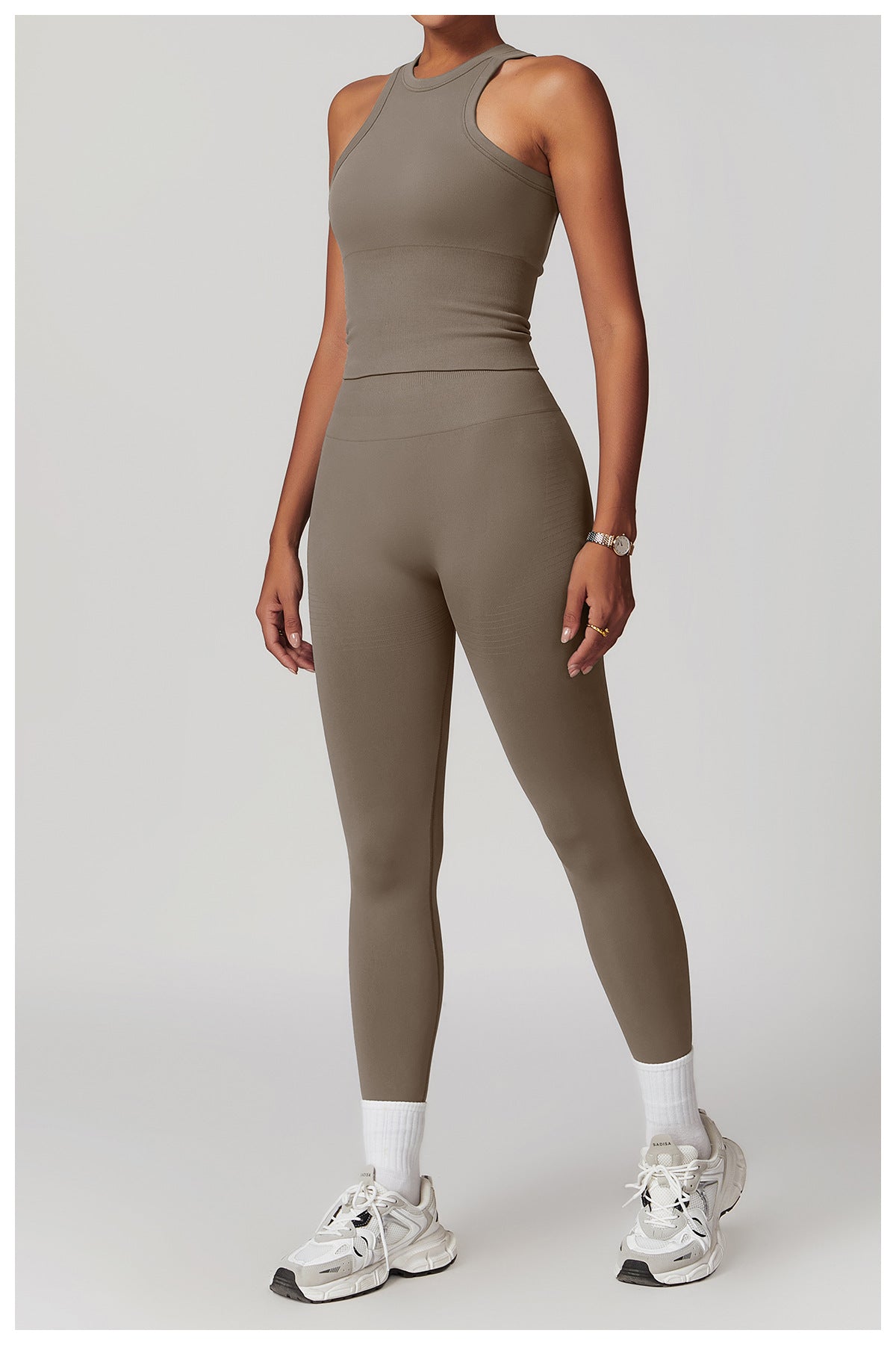 Ensemble de yoga côtelé sans couture à dos nageur : Ensemble de vêtements de sport gainant et rehausseur de fessier 5479