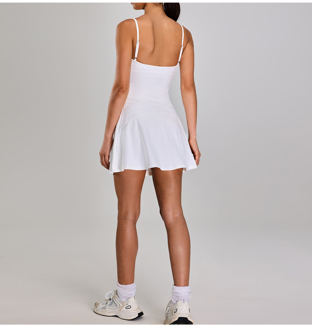 Ensemble de tennis sans couture ultra-doux : Caraco de yoga dos nu et Jupe-short taille haute avec short intégré