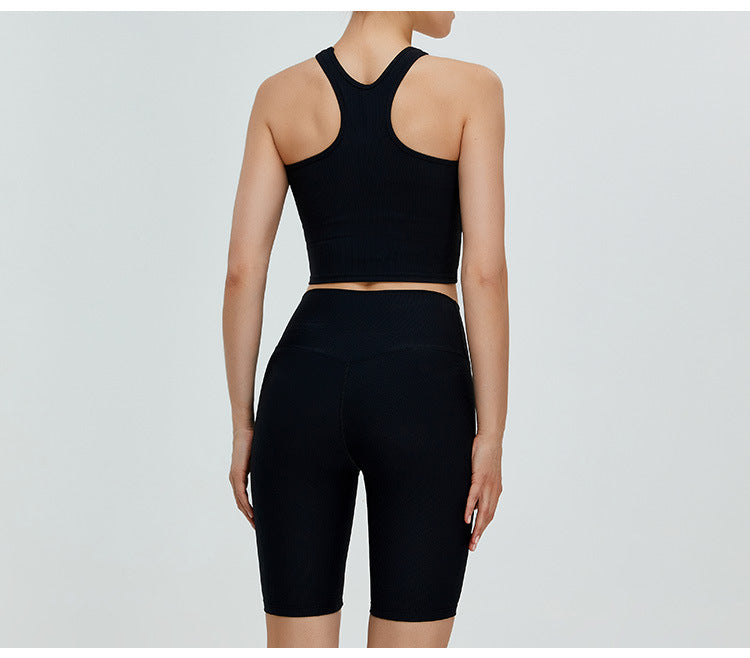 Soutien-gorge de sport sans coutures à dos nu : Débardeur court de yoga et haut de fitness ajusté