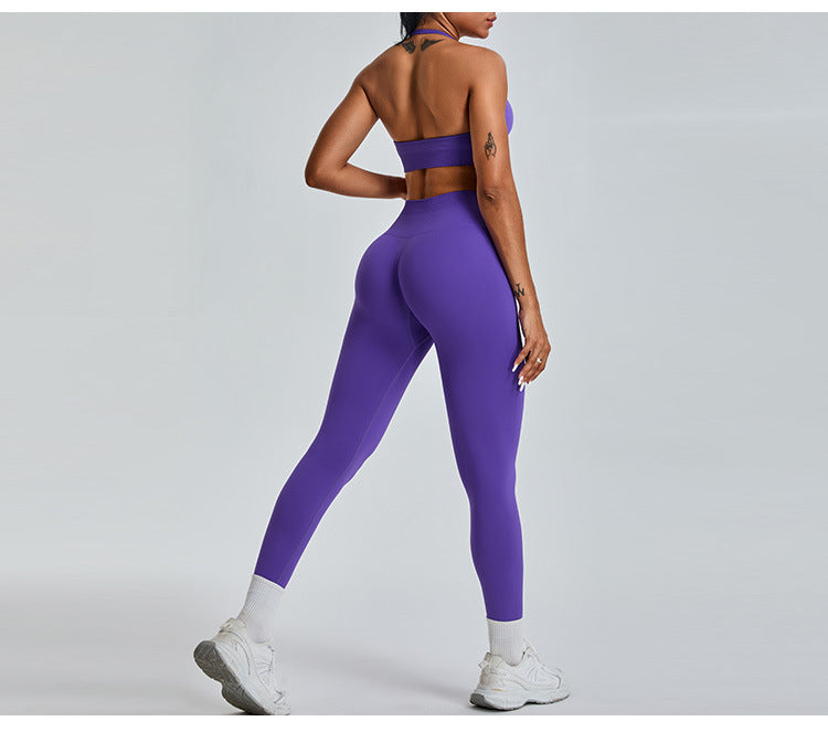 Seamless Halter-Neck Yoga Tank: Open-Back Sports Bra & Quick-Dry Outdoor Fitness Top