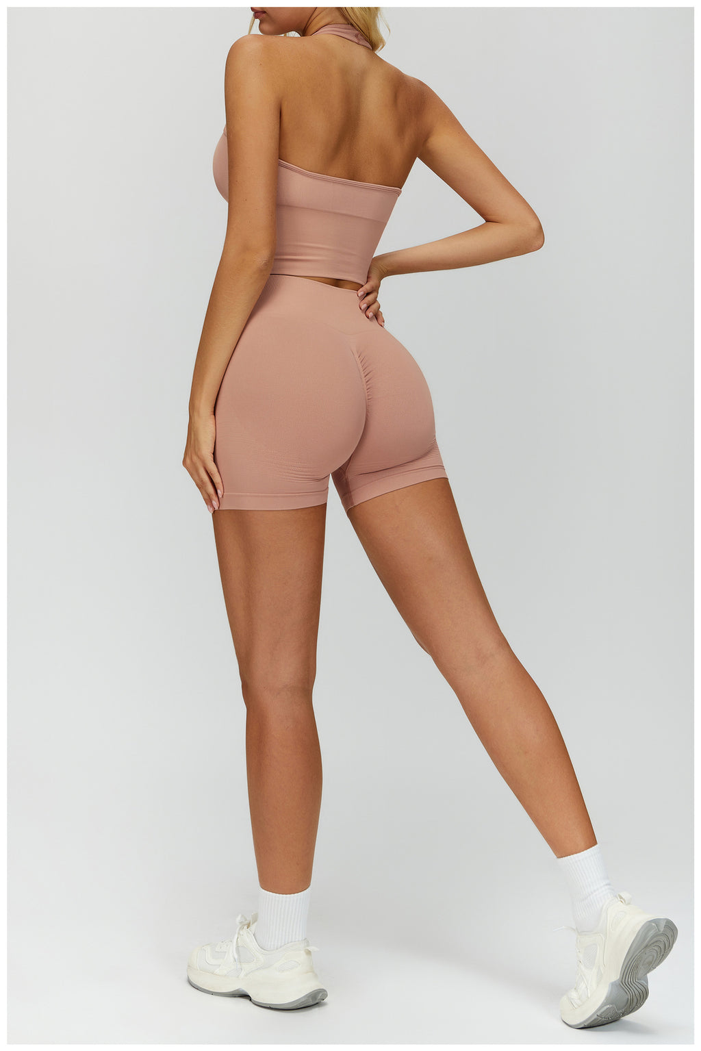 Ensemble de yoga côtelé sans couture à dos nageur : Ensemble de vêtements de sport gainant et rehausseur de fessier 5479