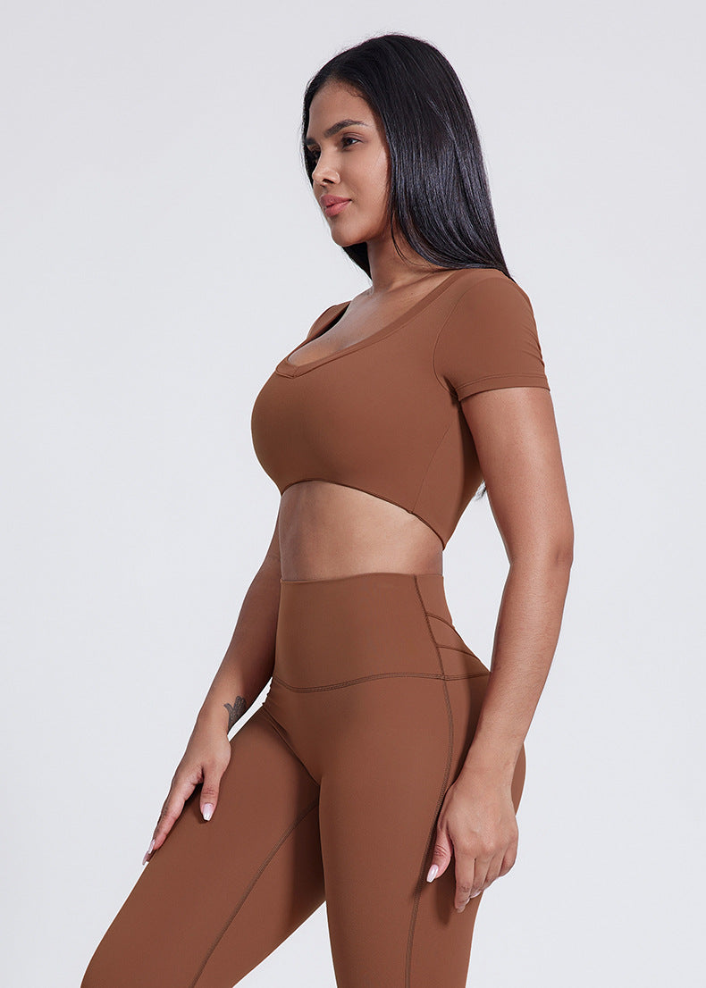 Débardeur de Yoga Sans Couture Nude-Feel : Soutien-Gorge Sport Rembourré et Débardeur de Course Ajusté pour Femme